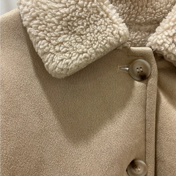 Beige Tan Teddy Button Up Jacket for Women - Picture 5 of 6
